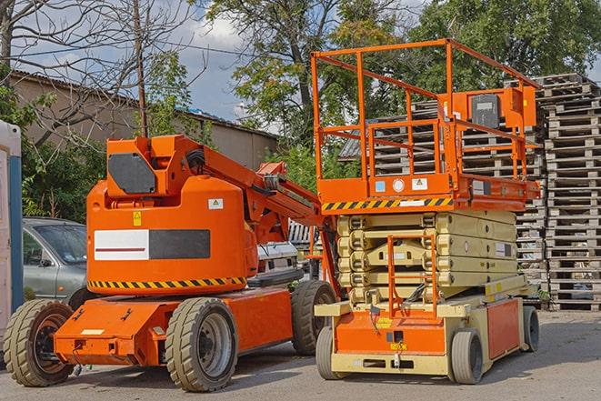 forklift operator organizing inventory in warehouse in Patoka, IL